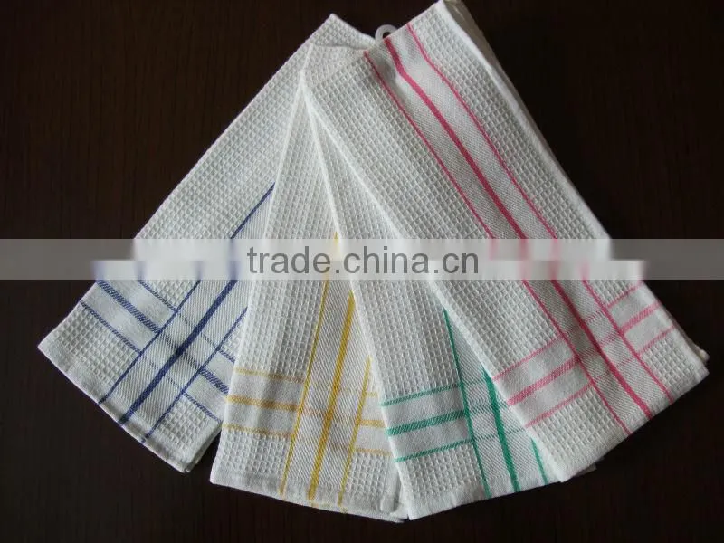 HIGH QUALITY COTTON WAFFLE TOWEL WITH PAPER PRINTING KITCHEN TOWEL