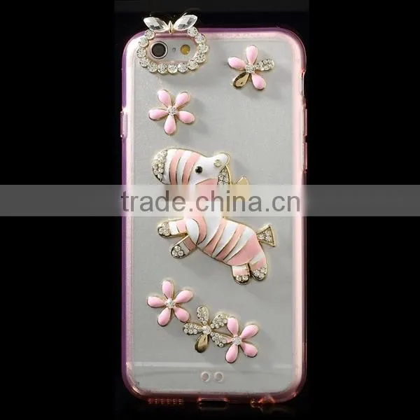 3D Rhinestone phone case clear case for apple iPhone 6