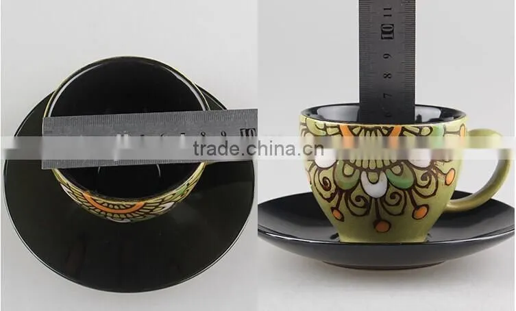 Antique elegant colored glazing ceramic Indian tea set wholesale 9pcs