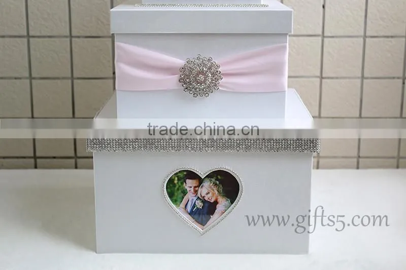Elegant wedding fund money box with photo frame in handmade