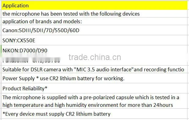 Manufacturer DSLR camera microphone , professional outdoor recording microphone for digital camera