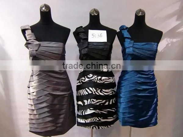 cheap one-shoulder satin gray short cocktail dresses designer style formal evening dress