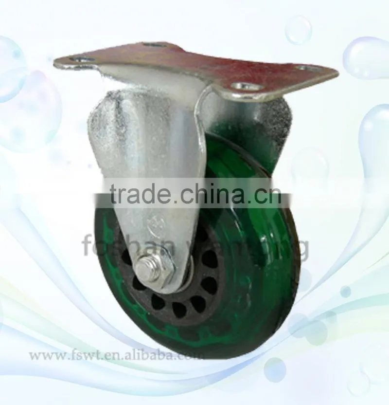 Green PVC Wheel 75mm Metal Screw Lock Hardware Caster Wheel