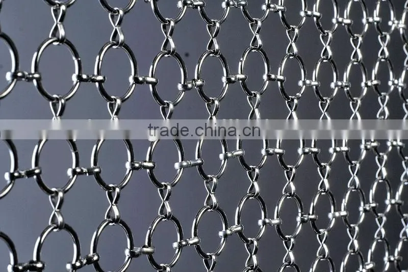 Hanging metal ring mesh room divider curtain