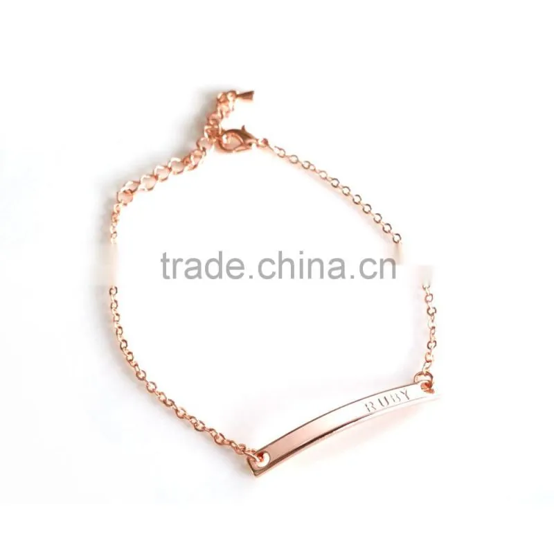 Cheap steel custom engraved personalized bracelet in rose gold