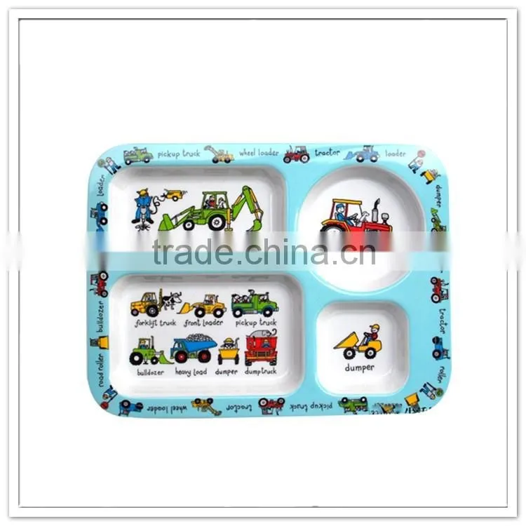 Children food safety melamine divided lunch plate