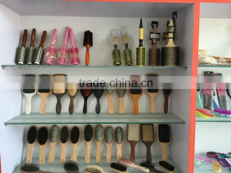 Wooden paddle nylon&bristle cushion hair brush
