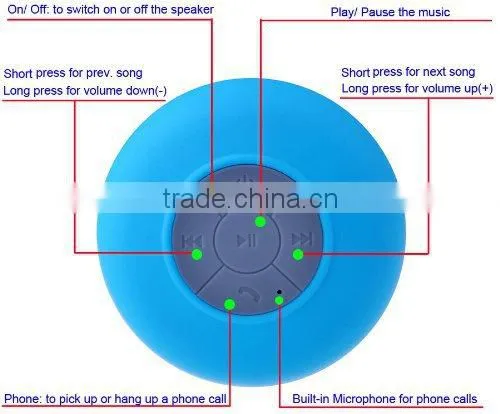2014 Newest Multi-functional Bluetooth Shower Speaker W/ Built-in Micphone Supports Hands-free Calling & Stereo Music Play
