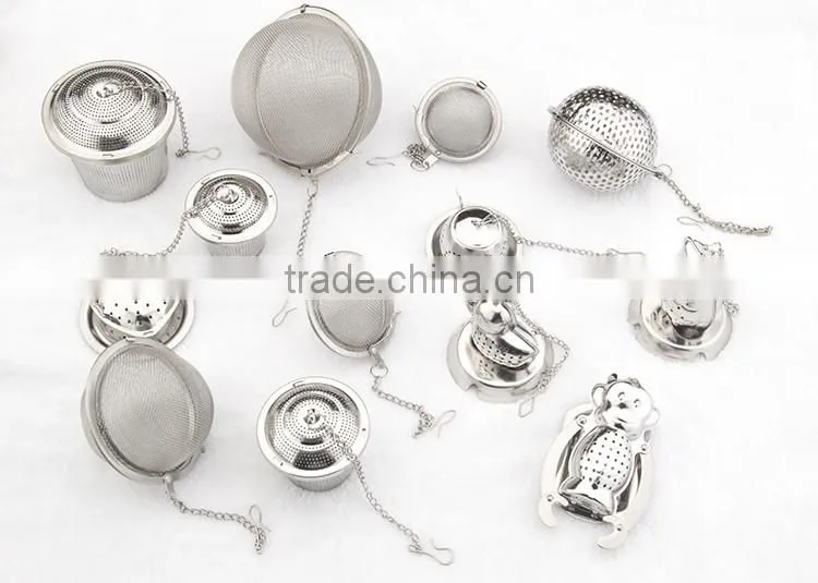 YS factory Loose Leaf Tea Stainless Steel Strainer (Set of 2) with Tea Scoop and Drip Trays, Medium