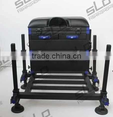 Aluminum 3 layers Fishing Seat Box with 5 drawers & round leg footplate