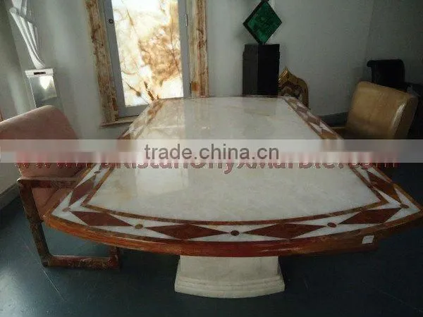 Natural color dark green onyx table