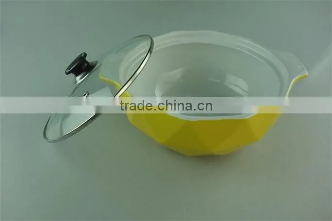 AB grade wholesale stock dimond shape ceramic casserole with glass lid,soup&stock pot