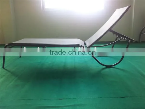 Cheap steel sling sun lounge folding beach bed and portable