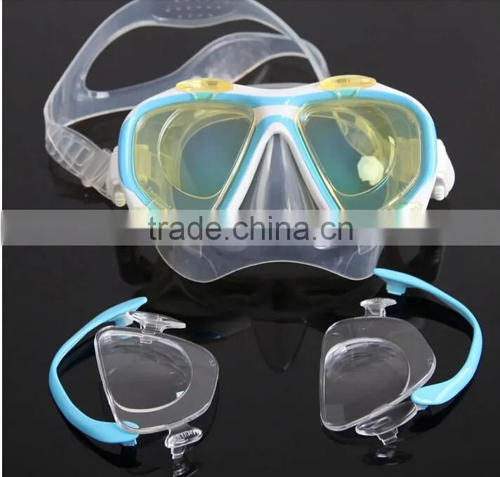 2016 latest scuba diving equipment, diving set, tempered glass diving mask with optical degree (OPT-2603)