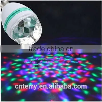 Newly launched Auto Mini Party Light Stage Lighting LED Bulbs E27 B22 3W Bulb Full Color RGB LED Plastic Rotating Lamp