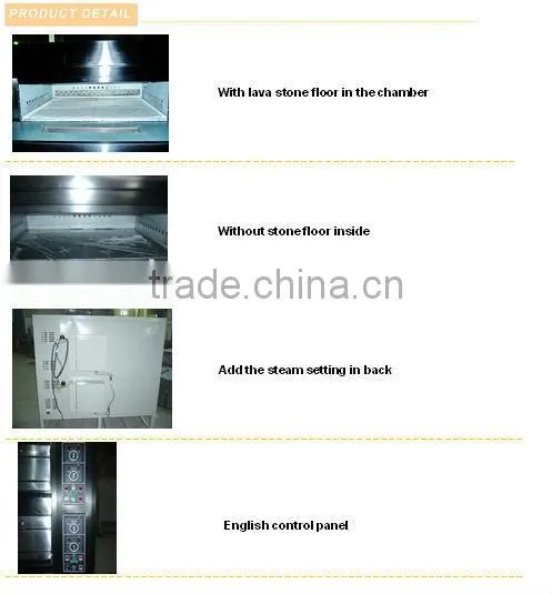3 layer 220v stone pizza gas oven with steamer for each layer