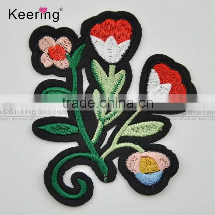 2017 Multi Color Heat Transfer Embroidery Flower Patch for Clothes WEF-676
