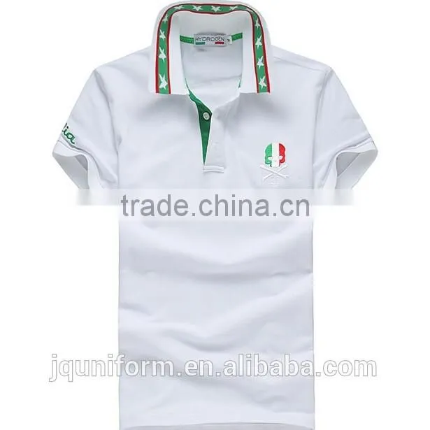 Custom Mens Blank Polo Shirt 65% Cotton 35% Polyester Blend Contrast Color Collar Custom Polo Shirts