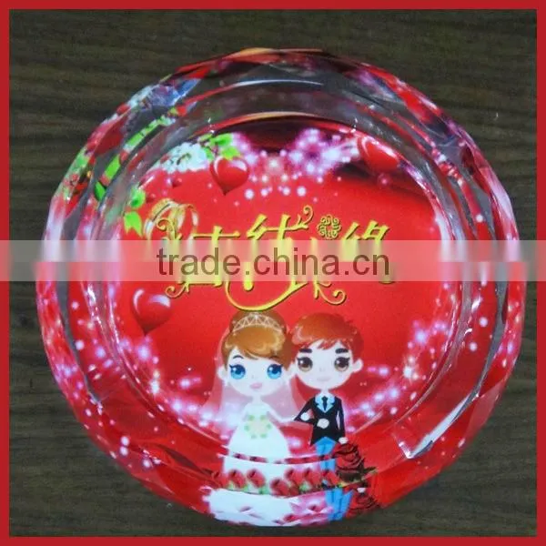 Elegant Crystal Ashtray Crystal Engraving Flower Ashtray For Home Decoration