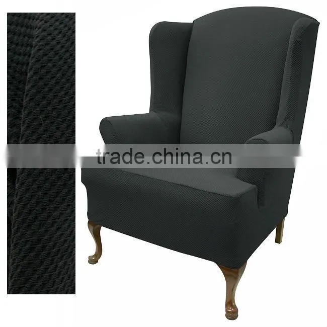 stretch pique warm maroon wingback slipcover