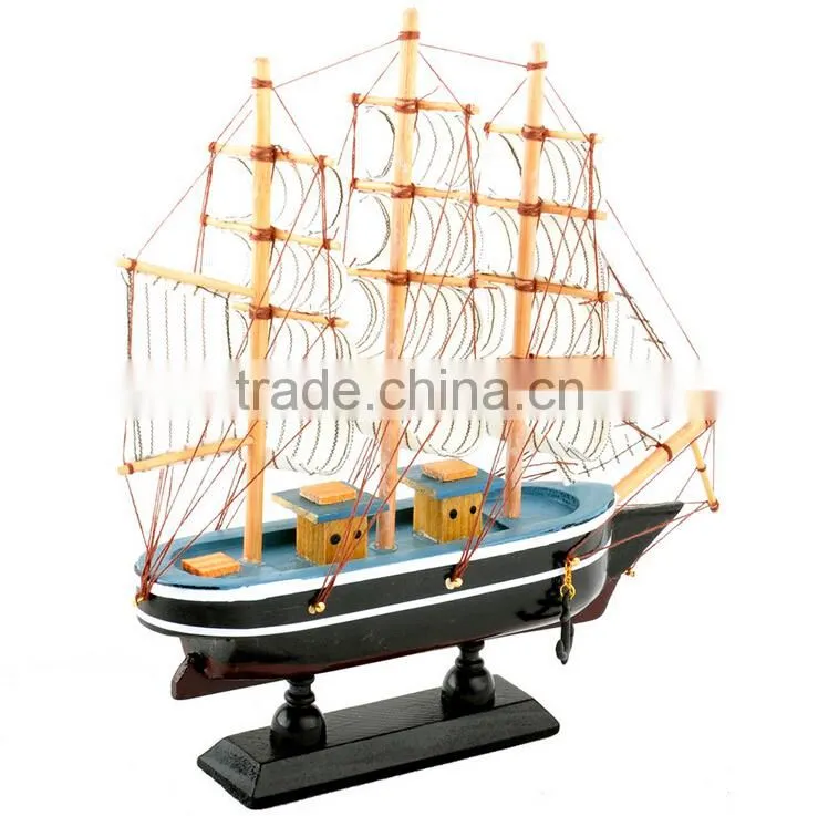 2pc Wooden Sailing Boat Ship Model Decor Collection 6 Tones