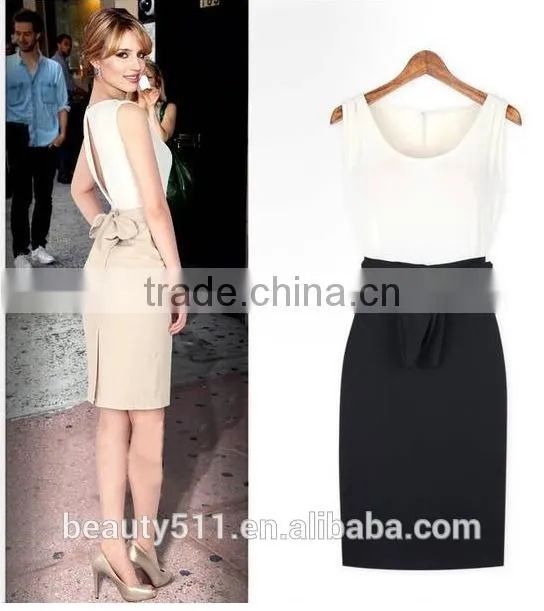 Women's Summer Striped Sleeveless Wear to Work Casual Party Pencil Dress SD73
