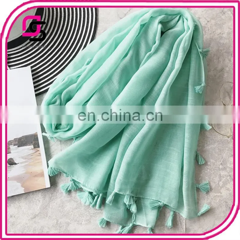 New Spring Spring Summer Female Dusty Color Scarf Beach Towel Tourism 100% Viscose scarf with tassel