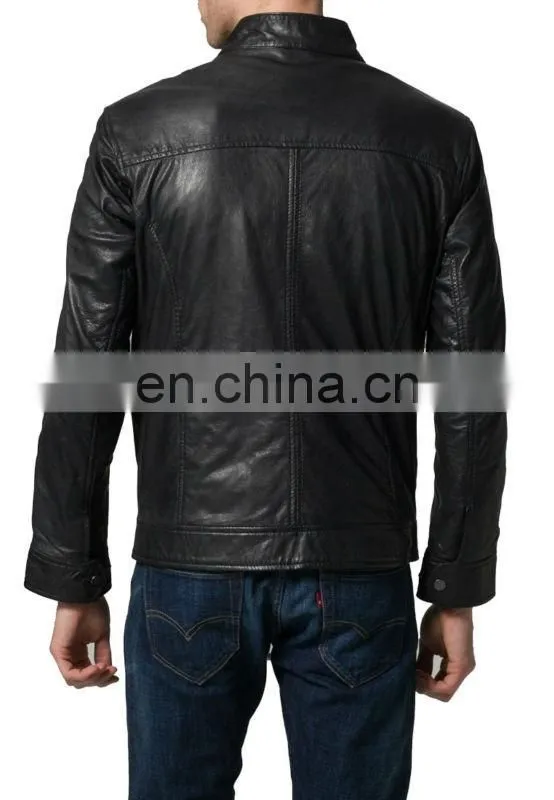 Soft smooth sheep skin leather jackets black clour
