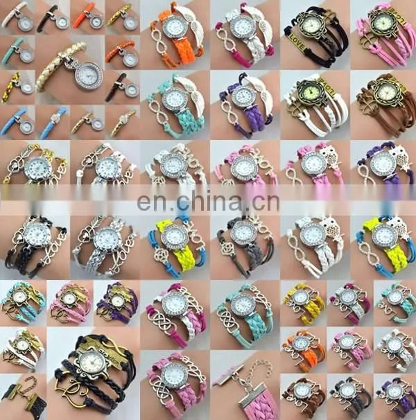 Wholesale braided wrist watch china watch lady bracelet watch