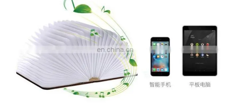 2019 new foldable Colorful LED wooden Light Bluetooth Speaker Book Lamp With Remote Control