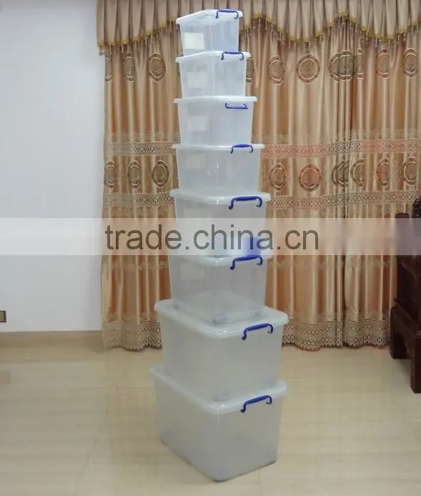 40L plastic storage box with wheels, lid and handle, storage bin