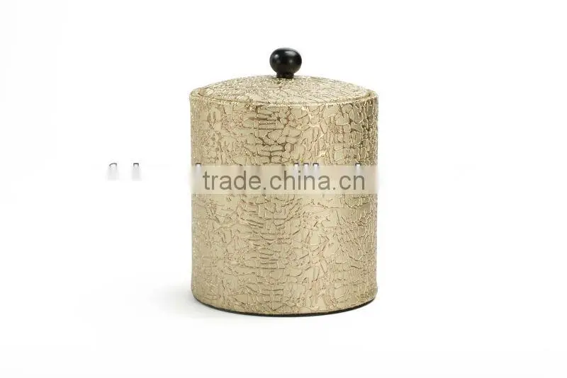 Hot Sale Gold Color Stainless Steel Material Leather Covered Ice Bucket With Tongs KL-A220