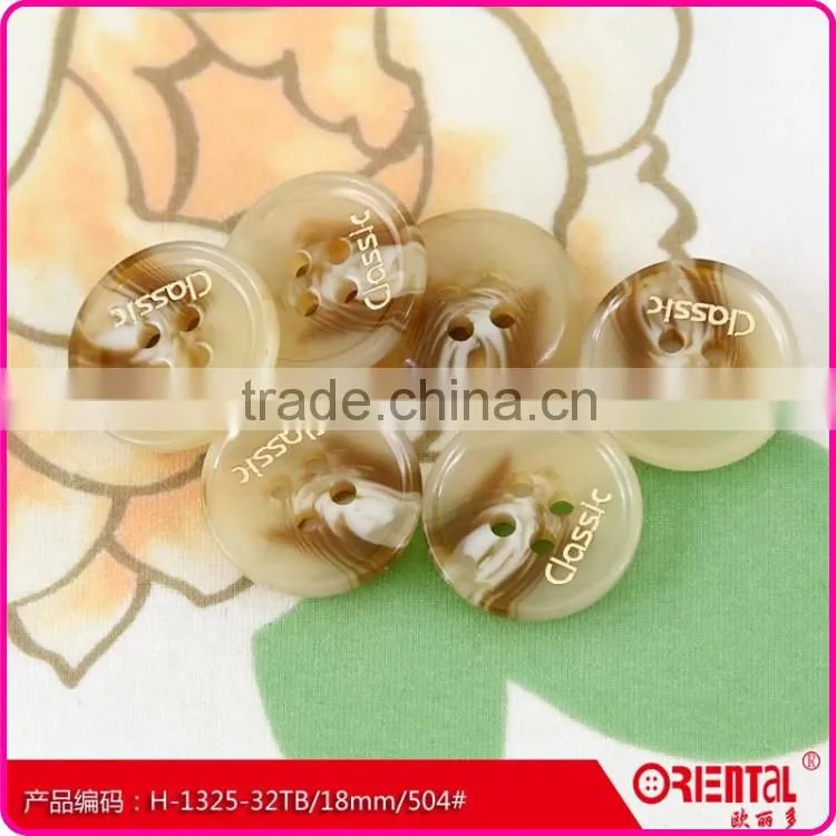 2 holes brown plastic resin button with custom made logo
