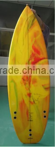 yellow tinted colorful PU surfboard
