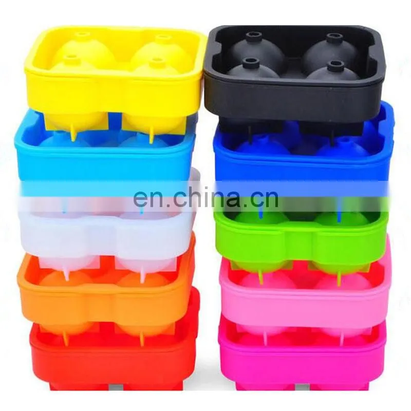 Food Grade Custom 4 Cavity Ice Ball Tray Silicone Ice Ball Mold