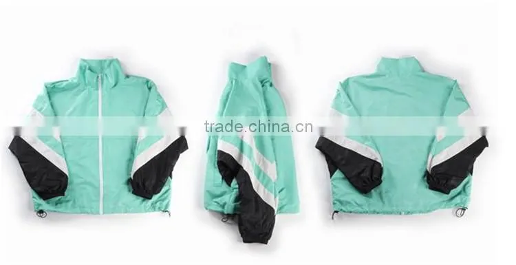 100% Polyester Fabric Light Blue Owner Design Femal Male Windbreaker Sports Wear