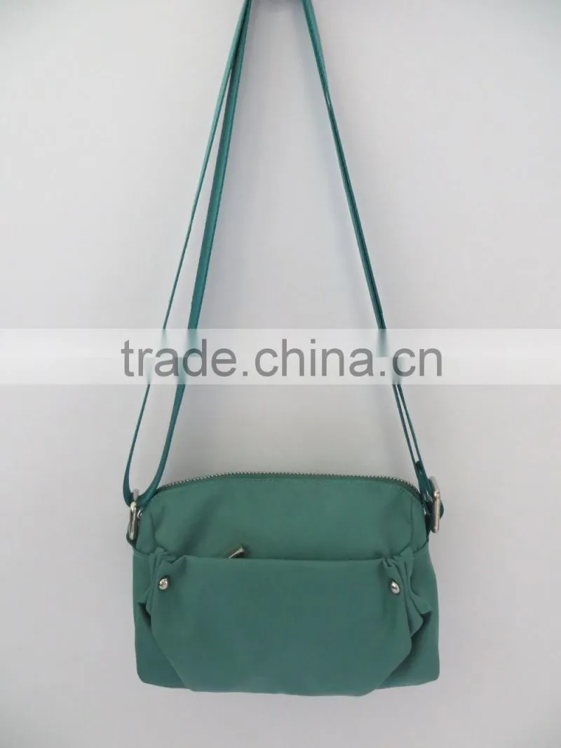 plain style waterproof nylon material green shoulder bags ladies 2016