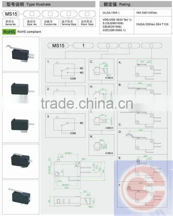 QUALITY pressure push button micro switch