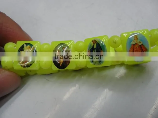 Wood bracelet with epoxy logo sticker