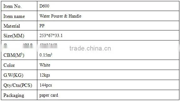 D600 PP plastic water bottle handle kitchen ware