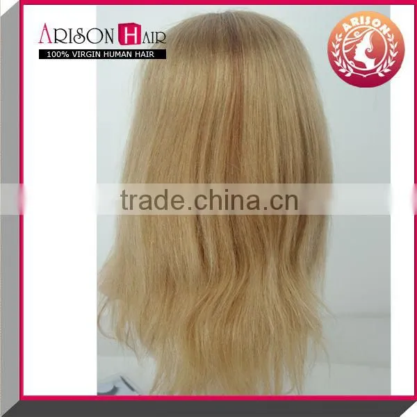 Fashionable blond brazilian hair silk base lace wigs
