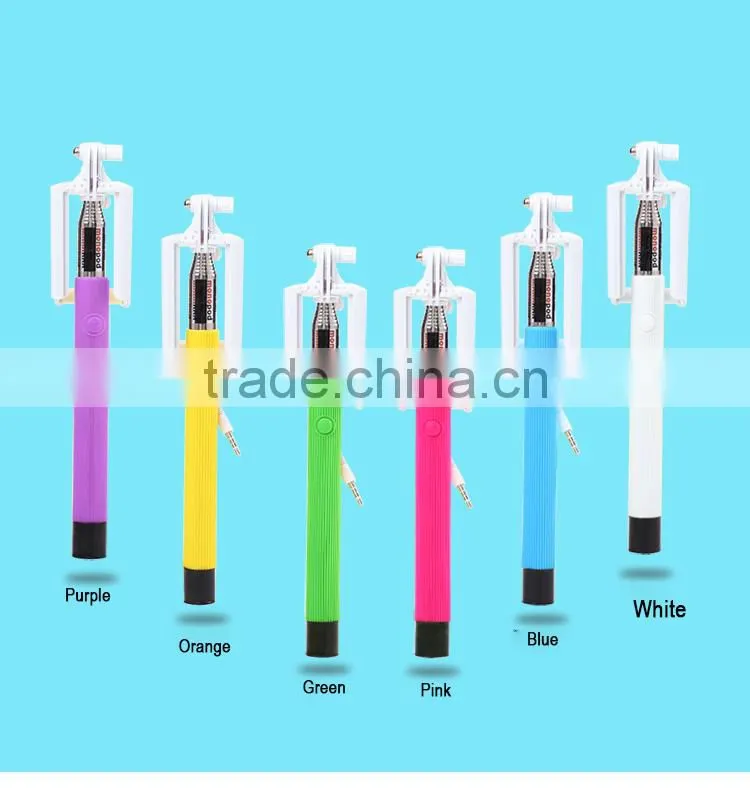 Self-pole,wired control selfie stick for mobile phone ,Since the shaft