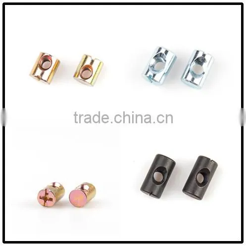 color zinc coated carbon steel slotted cross dowel nut