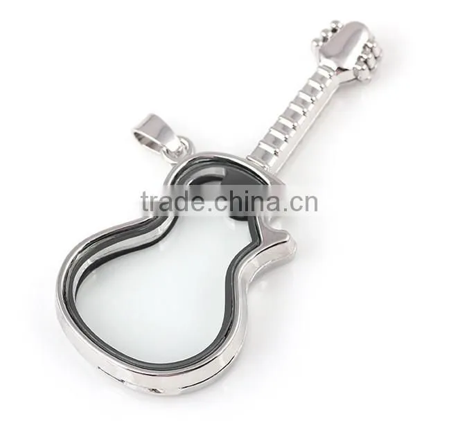 new products silver jewelry Guitar photo locket& floating locket&costume jewelry locket