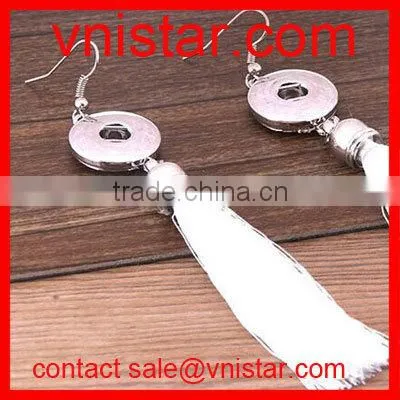 Vnistar metal snap button earrings with black tassels dangle interchangeable wholesale NE011-2