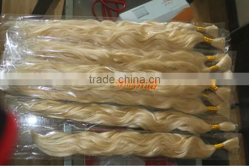 unprocessed grey virgin hair bleached in blonde color/natural wavy high quality