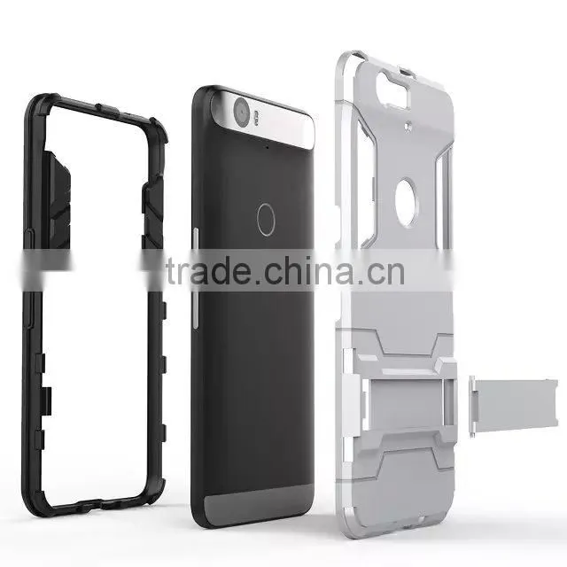 TPU Rubber Back Stand Case for Huawei nexus 6p TPU+PC Cover Case with Stents MT-4904
