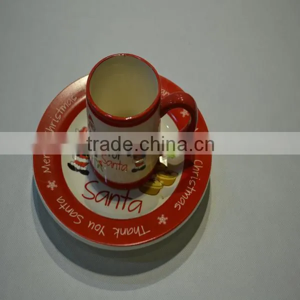 factory direct high quality embossed ceramic christmas cup/mug