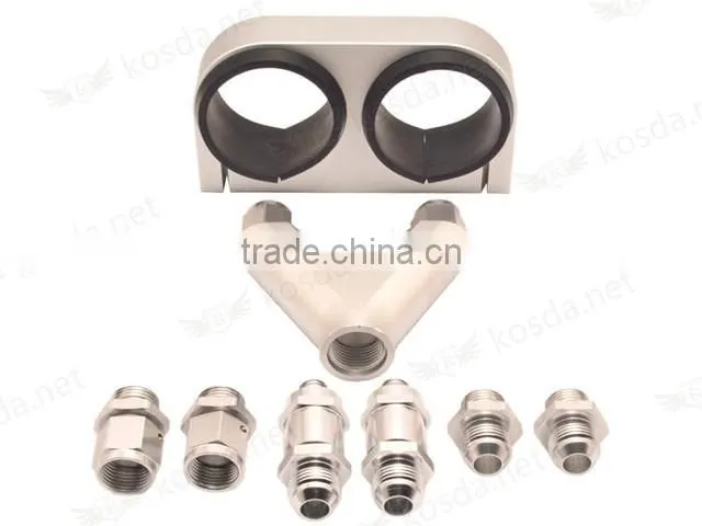 Set of tools for cars aluminum oil catch can, an8 Y fittings billet oil filter surge tank