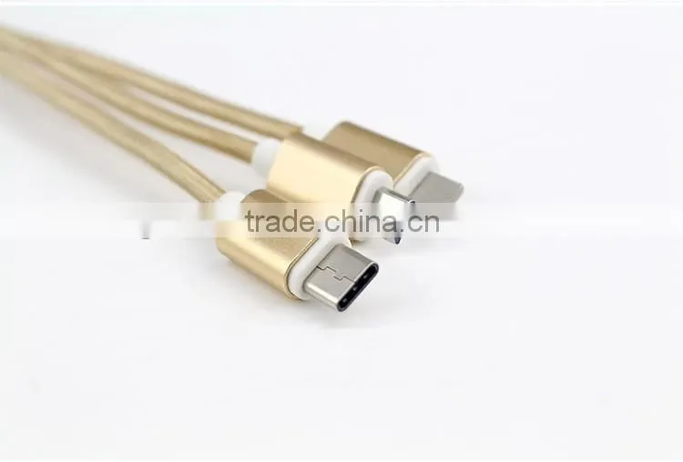 multi-function usb multi charger charging plug USB data line cable 8pins micro type c 3 in 1 for iPhone and Android